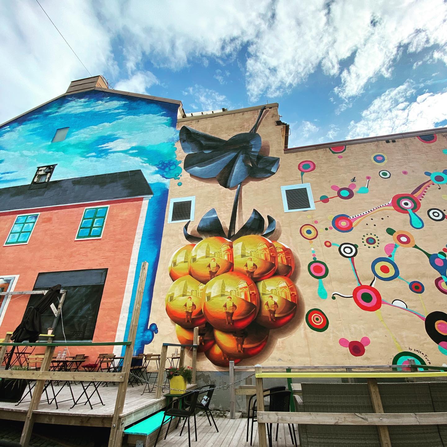 Scenic Swedish town with colorful buildings